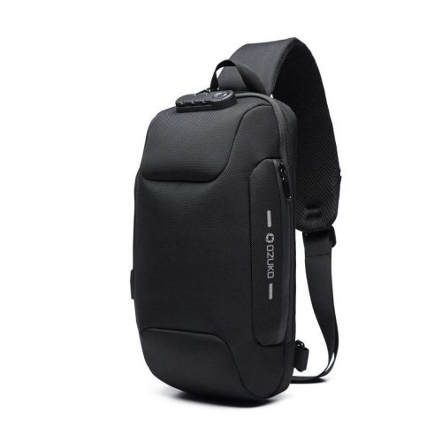 OZUKO biztonsági záras hátizsák (18×10×35 cm) Fekete